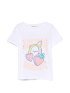 T-shirt per bambina Billieblush bianca con stampa grafica - Rubino Kids