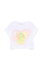 T-shirt per bambina Billieblush bianca con stampa grafica - Rubino Kids