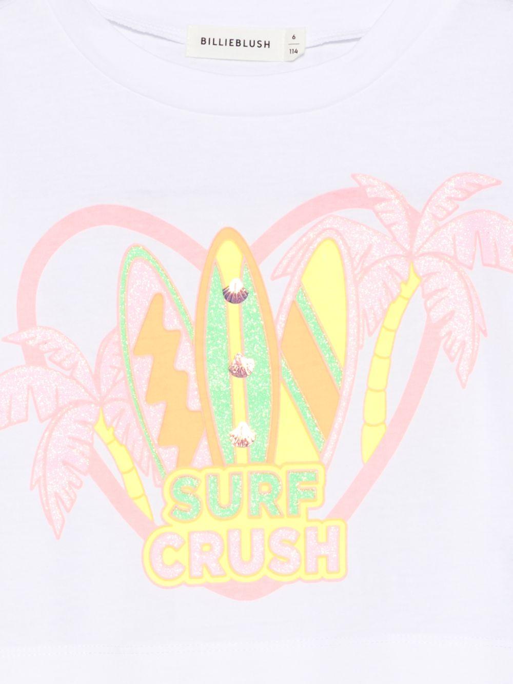 T-shirt per bambina Billieblush bianca con stampa grafica - Rubino Kids