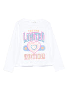 T-shirt per bambina Billieblush bianco con stampa grafica - Rubino Kids