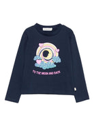 T-shirt per bambina Billieblush blu con ricamo con paillettes - Rubino Kids