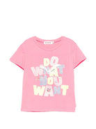 T-shirt per bambina Billieblush rosa con scritta "Do what you want" - Rubino Kids