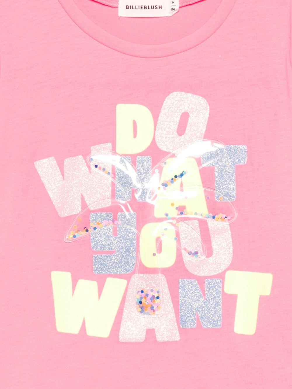 T-shirt per bambina Billieblush rosa con scritta "Do what you want" - Rubino Kids