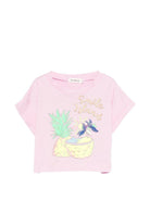 T-shirt per bambina Billieblush rosa con stampa grafica - Rubino Kids