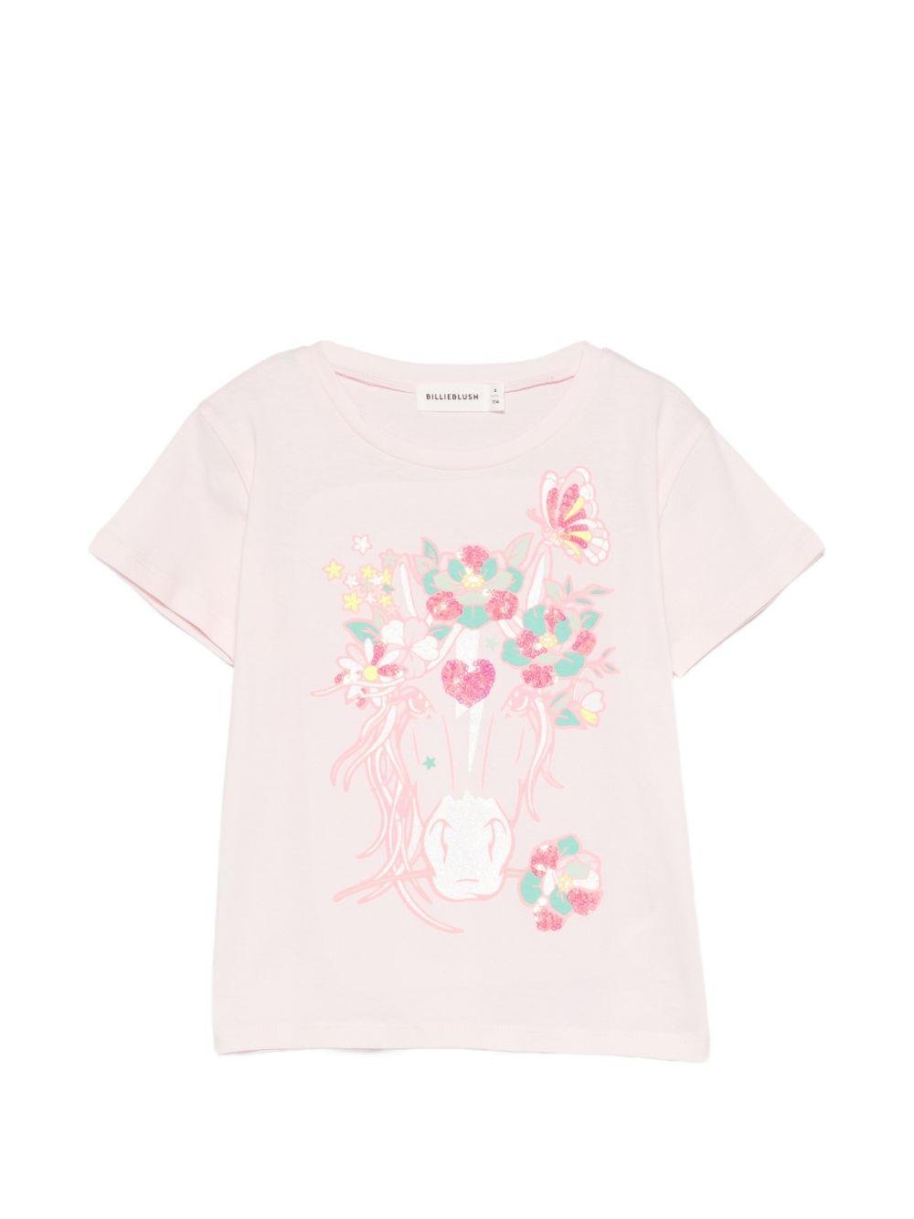 T-shirt per bambina Billieblush rosa con stampa grafica - Rubino Kids