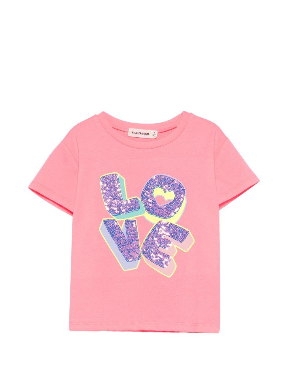 T-shirt per bambina Billieblush rosa con stampa grafica - Rubino Kids