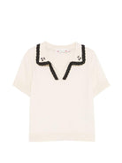 T-shirt per bambina Bonpoint beige con ricamo ciliegie - Rubino Kids