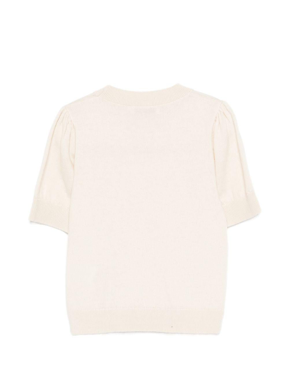 T-shirt per bambina Bonpoint beige con ricamo ciliegie - Rubino Kids
