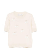 T-shirt per bambina Bonpoint beige con ricamo ciliegie - Rubino Kids