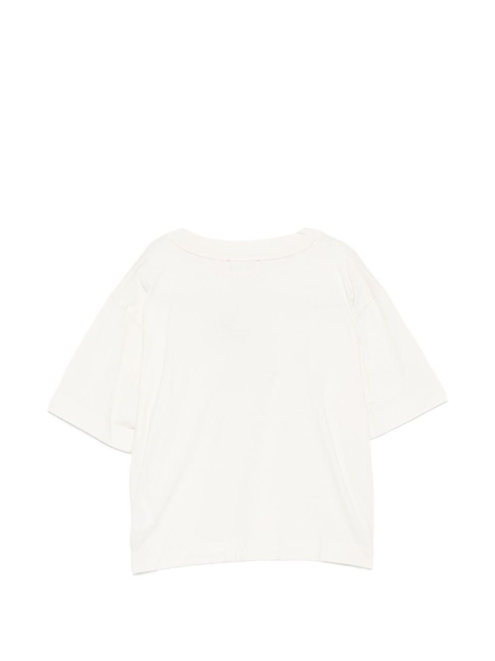 T-shirt per bambina Bonpoint bianco con logo ricamato - Rubino Kids