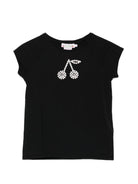 T-shirt per bambina Bonpoint nera con dettaglio ciliegie - Rubino Kids