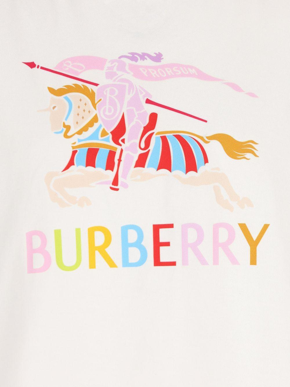 T-shirt per bambina Burberry Kids bianca con logo sul davanti - Rubino Kids