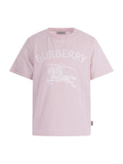 T-shirt per bambina Burberry Kids rosa con logo stampato sul davanti - Rubino Kids