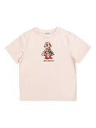T-shirt per bambina Burberry Kids rosa con stampa orsetto sul davanti - Rubino Kids