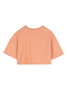 T-shirt per bambina Chloé Kids arancione con logo sul davanti - Rubino Kids