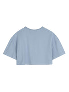 T-shirt per bambina Chloé Kids azzurra con taglio crop - Rubino Kids