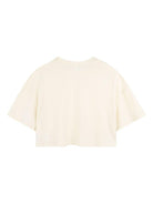 T-shirt per bambina Chloé Kids beige con logo goffrato - Rubino Kids