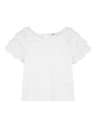 T-shirt per bambina Chloé Kids bianca con maniche a ruches - Rubino Kids