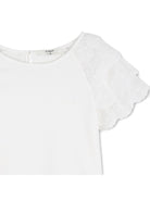 T-shirt per bambina Chloé Kids bianca con maniche a ruches - Rubino Kids