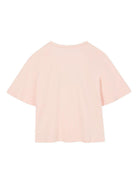 T-shirt per bambina Chloé Kids rosa con logo - Rubino Kids