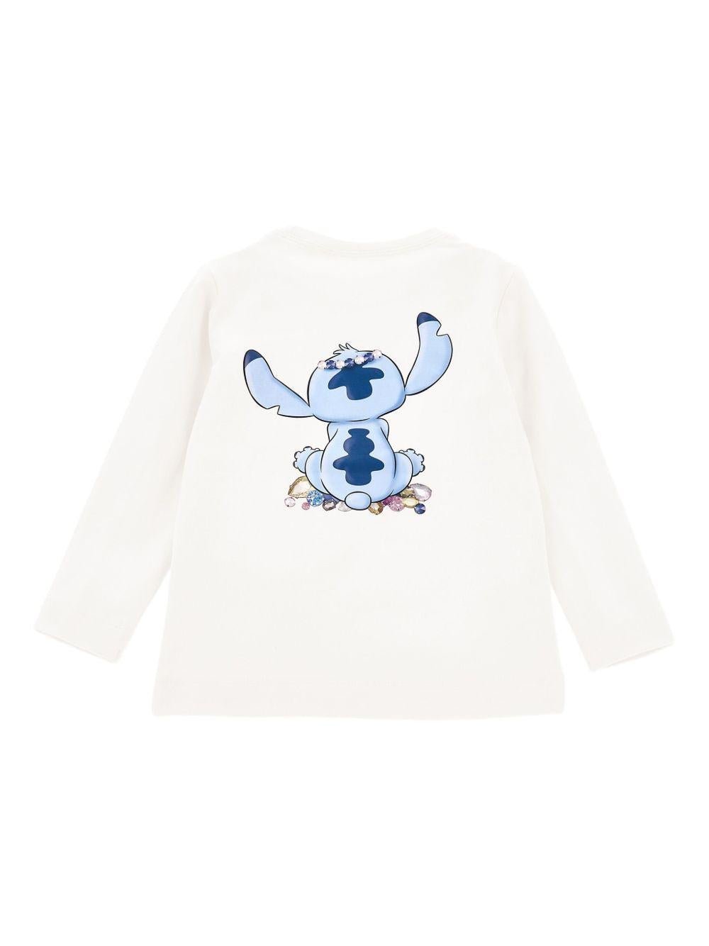 T-shirt per bambina Disney x Monnalisa bianco con stampa grafica Stitch - Rubino Kids