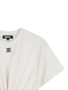 T-shirt per bambina DKNY Kids bianca con design attorcigliato - Rubino Kids