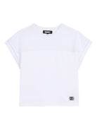 T-shirt per bambina Dkny Kids bianca con inserti in rete - Rubino Kids