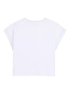 T-shirt per bambina Dkny Kids bianca con inserti in rete - Rubino Kids