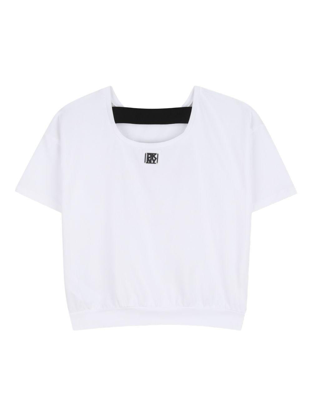 T-shirt per bambina Dkny Kids bianca con orlo elasticizzato - Rubino Kids