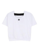 T-shirt per bambina Dkny Kids bianca con orlo elasticizzato - Rubino Kids