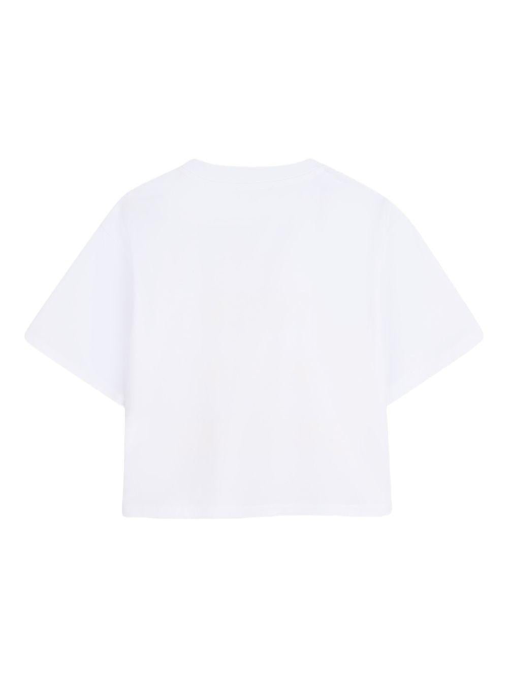 T-shirt per bambina Dkny Kids bianca con scritta sul davanti - Rubino Kids