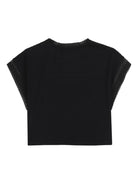 T-shirt per bambina DKNY Kids nera con design crop - Rubino Kids