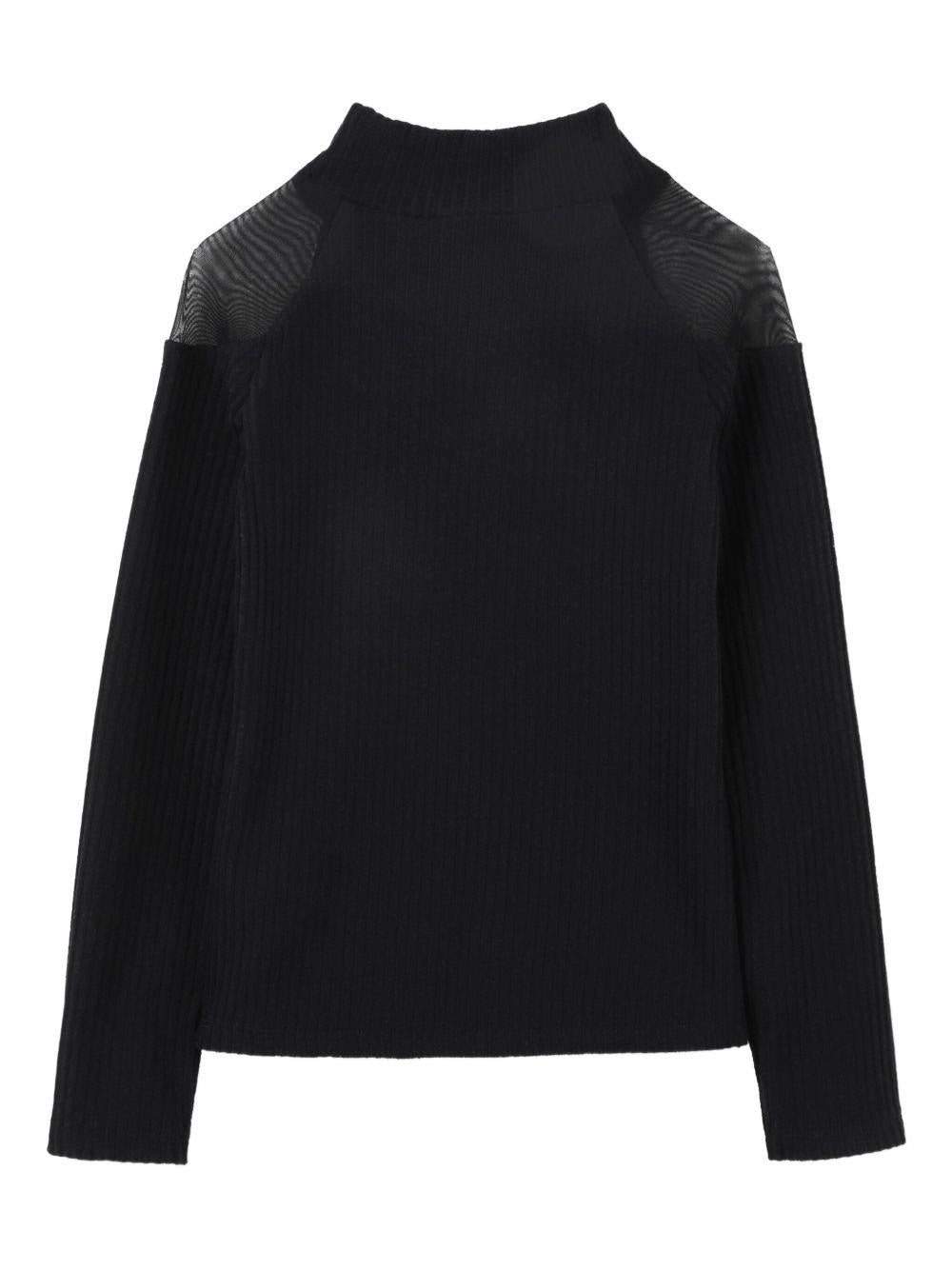 T-shirt per bambina DKNY Kids nera con dettaglio con inserti semitrasparenti - Rubino Kids