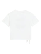 T-shirt per bambina Dolce & Gabbana Kids bianco con stampa a fiori con logo - Rubino Kids