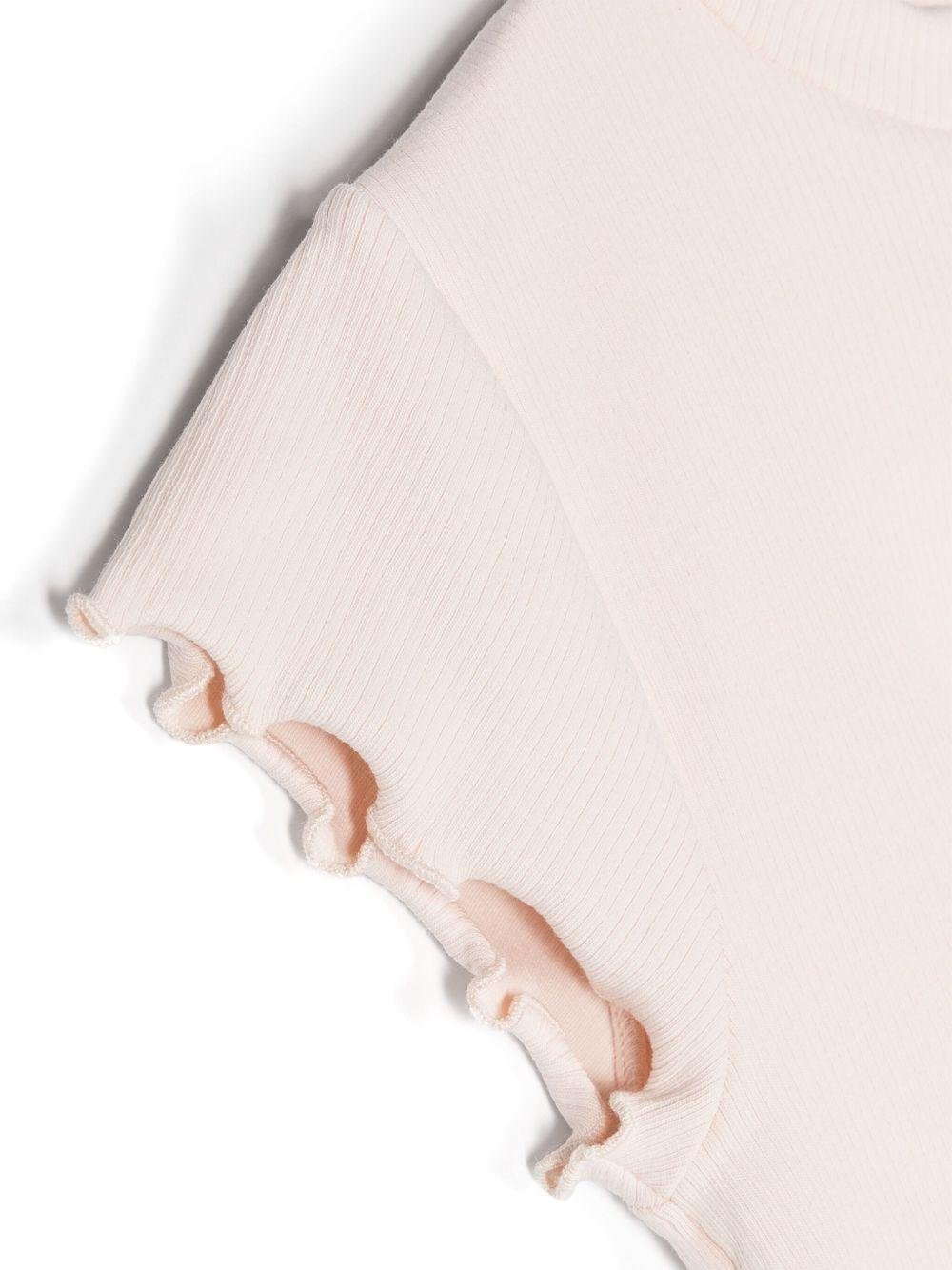 T-shirt per bambina Donsje rosa cipria a coste - Rubino Kids
