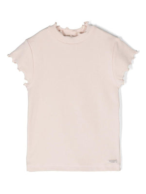 T-shirt per bambina Donsje rosa cipria a coste