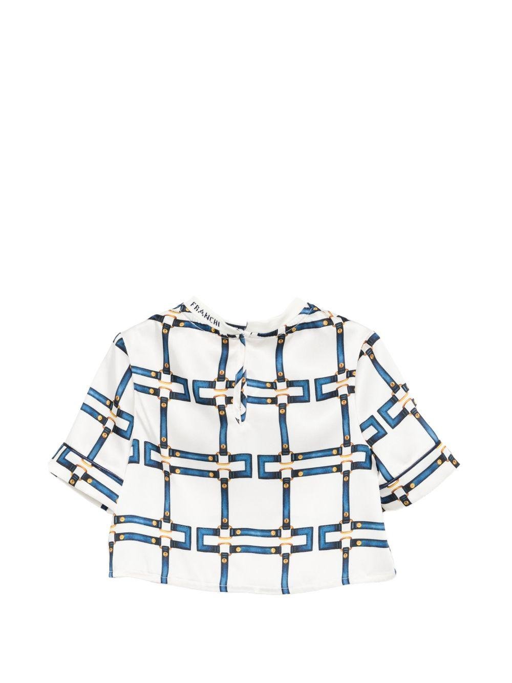 T-shirt per bambina Elisabetta Franchi La Mia Bambina bianca con dettagli blu - Rubino Kids