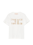T-shirt per bambina Elisabetta Franchi La Mia Bambina bianca con paillettes - Rubino Kids