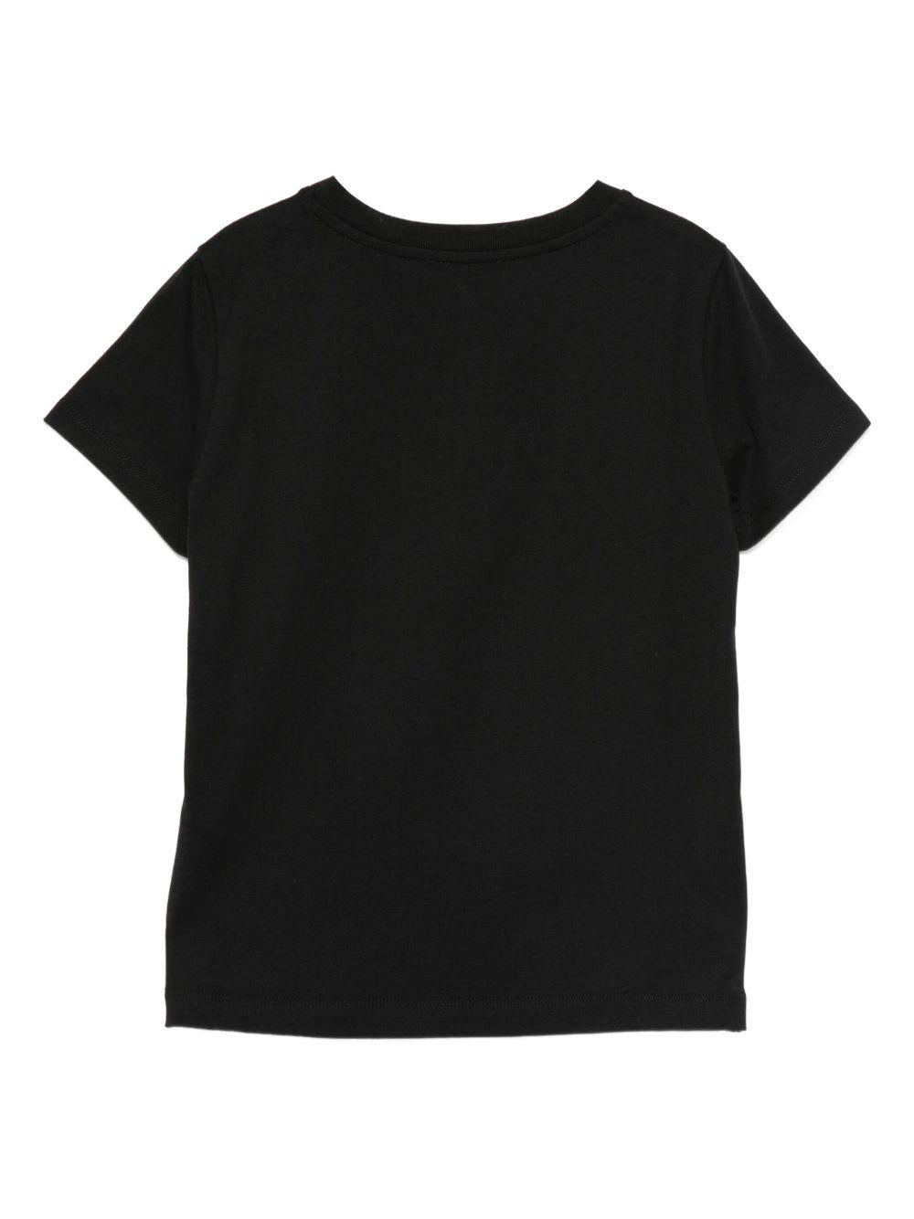 T-shirt per bambina Emilio Pucci Junior nero con logo ricamato - Rubino Kids