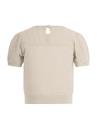 T-shirt per bambina Emporio Armani Kids beige con maniche corte a sbuffo - Rubino Kids