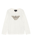 T-shirt per bambina Emporio Armani Kids bianco con ruches - Rubino Kids
