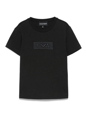 T-shirt per bambina Emporio Armani Kids blu con logo