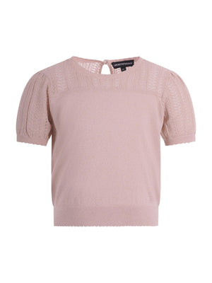 Emporio Armani Kids pink T-shirt for girls with short puff sleeves