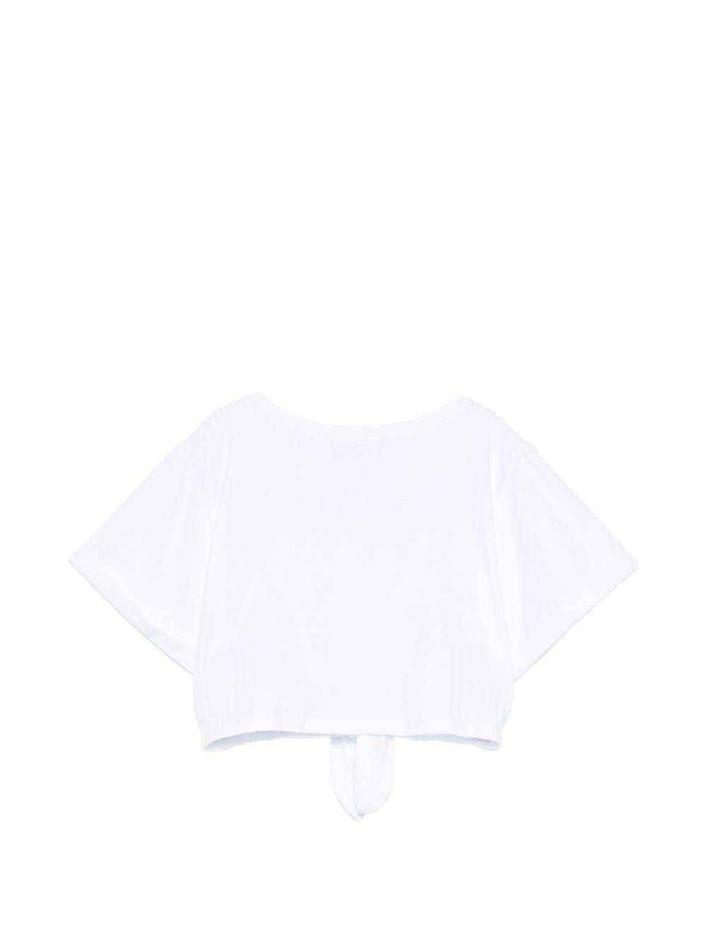 T-shirt per bambina Ermanno Scervino Junior bianca con design crop - Rubino Kids