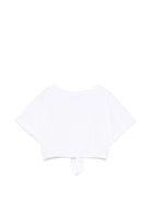 T-shirt per bambina Ermanno Scervino Junior bianca con design crop - Rubino Kids