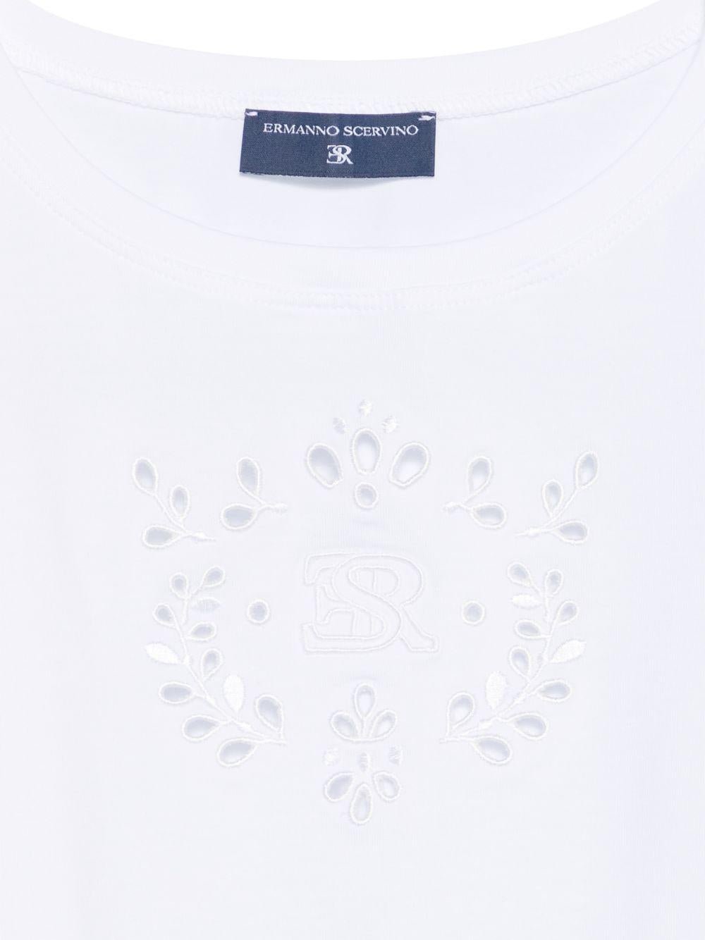 T-shirt per bambina Ermanno Scervino Junior bianca con design crop - Rubino Kids