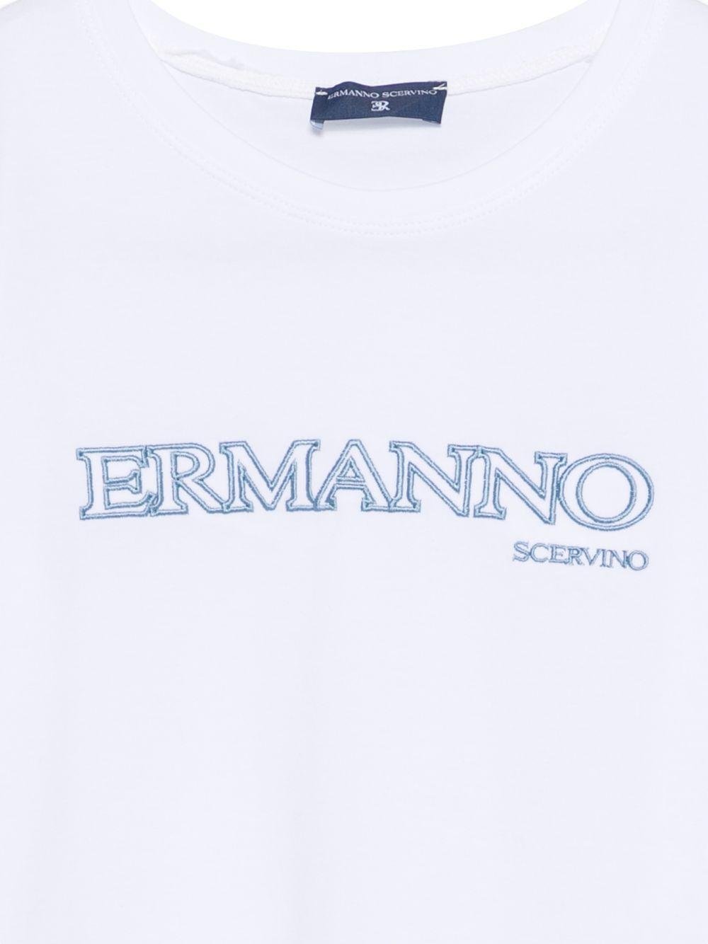 T-shirt per bambina Ermanno Scervino Junior bianca con logo sul davanti - Rubino Kids