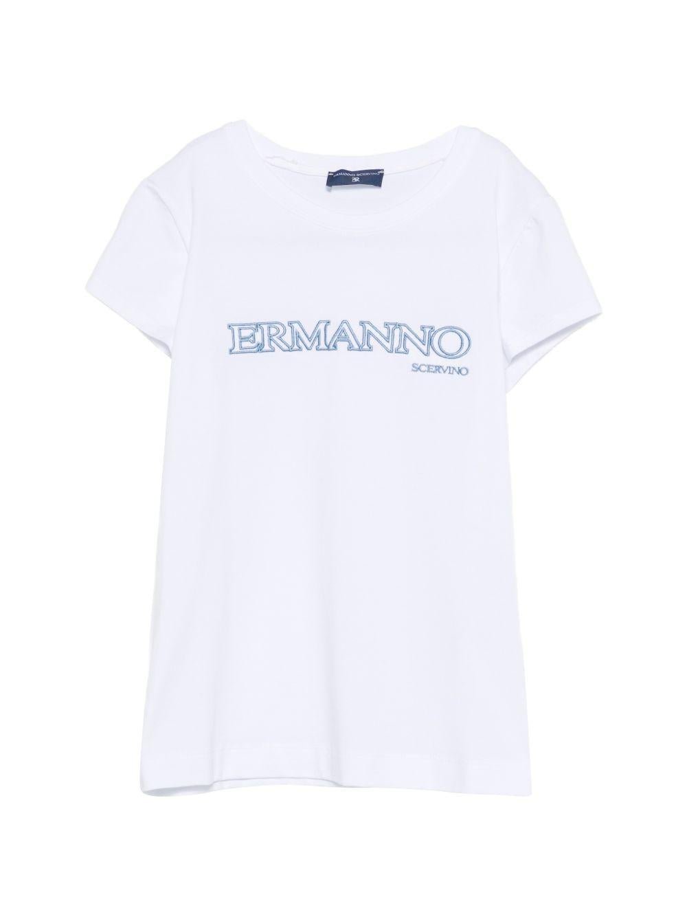 T-shirt per bambina Ermanno Scervino Junior bianca con logo sul davanti - Rubino Kids