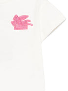T-shirt per bambina Etro Kids bianca con applicazione sul petto - Rubino Kids