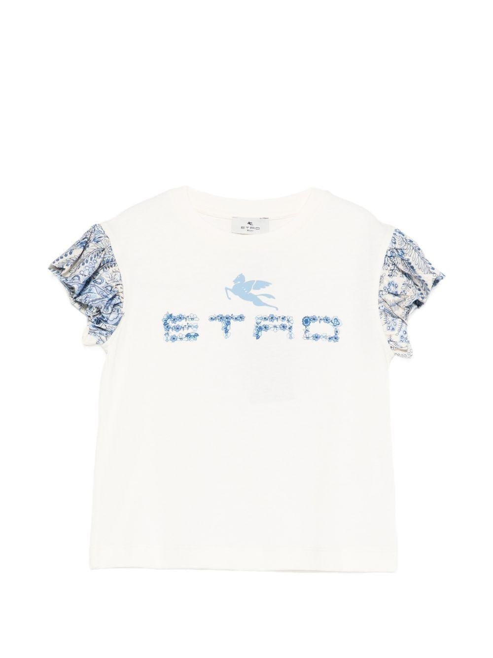 T-shirt per bambina Etro Kids bianca con logo sul davanti - Rubino Kids